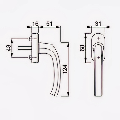 Maner Hoppe Secustic Aluminiu RAL 7016