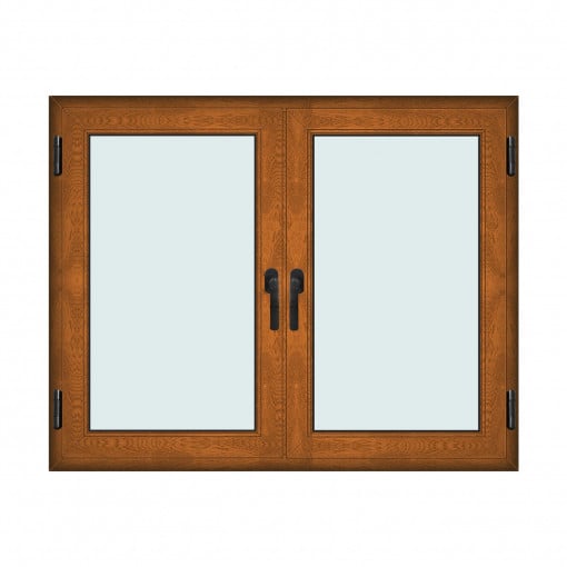 Fereastra PVC 150x120cm, 2 canate, maro, stejar auriu – Pret Ieftin